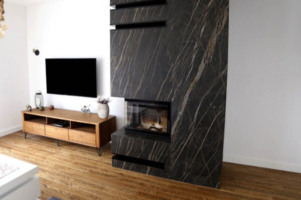 Eckkamin mit Montage, komplett KZS-76,modern, individuell angepasst