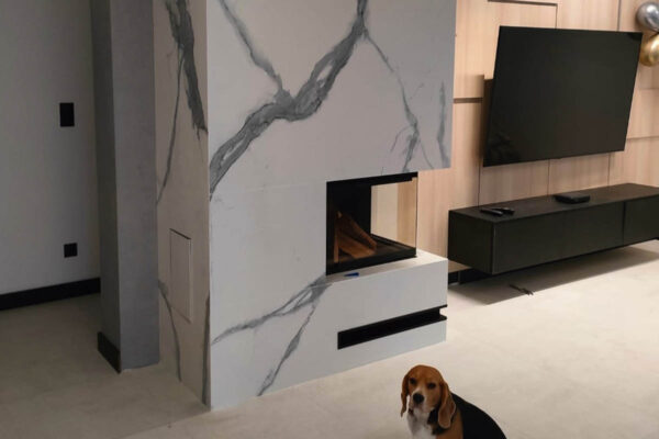 Eckkamin mit Montage, komplett KZS-80 modern, individuell angepasst